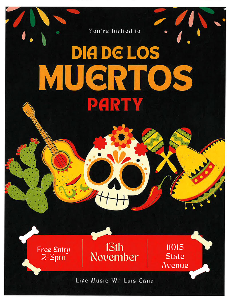 Dia De Los Muerto Party flyer