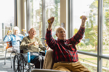 Senior residents exercising